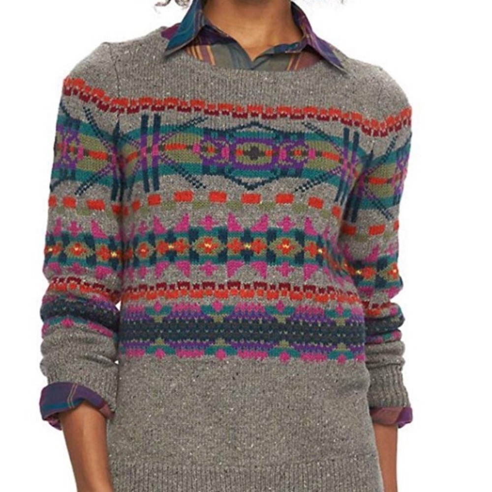 Vintage Chaps Fair Isle Cotton Blend Sweater Size Petite Small - Picture 2 of 10